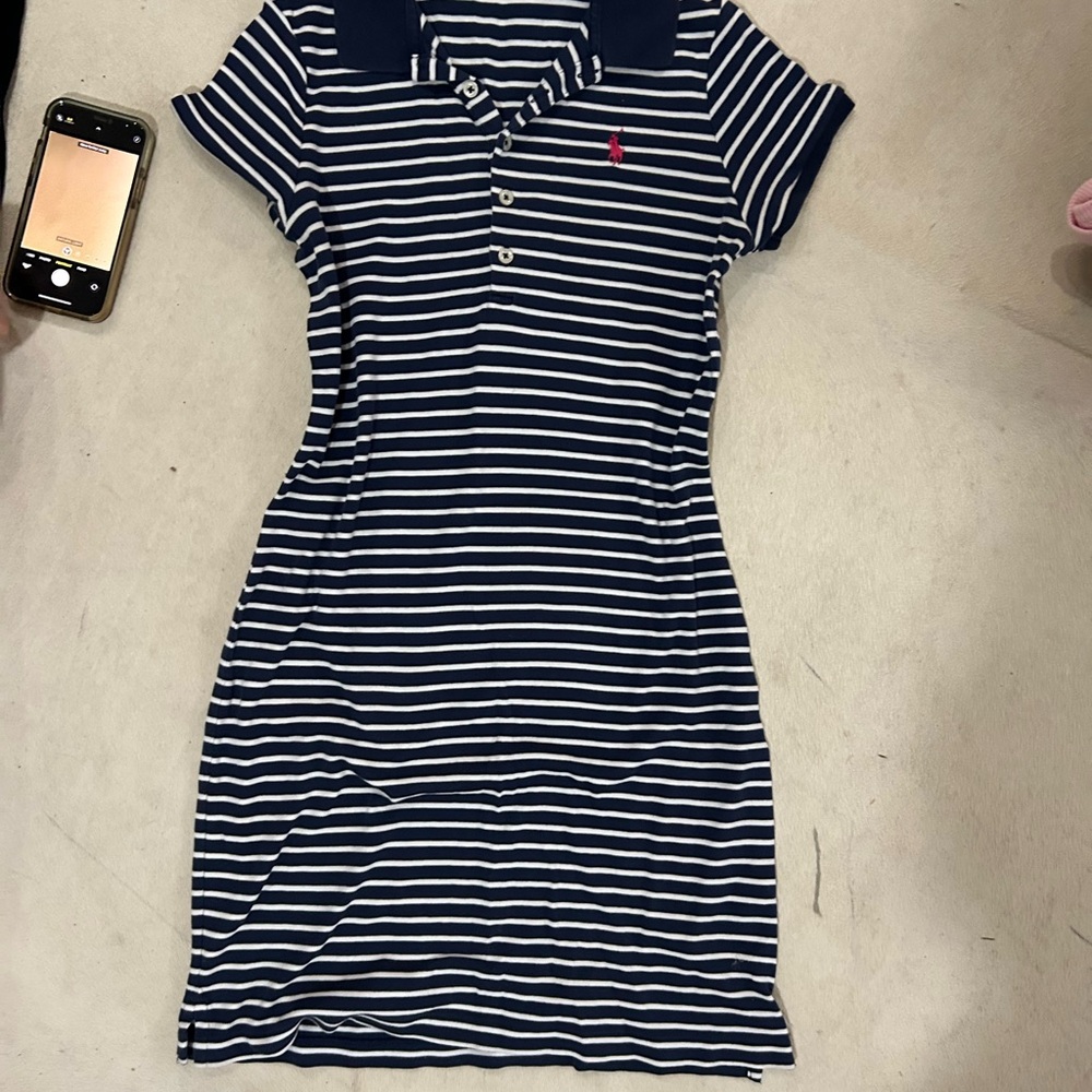 Striped Navy and White Polo Dress